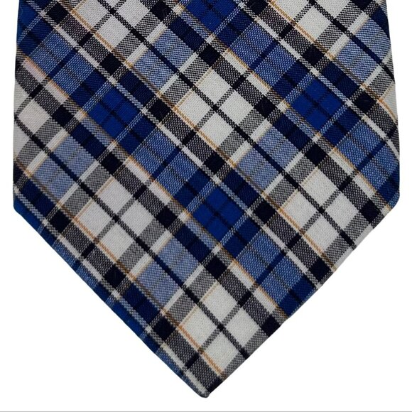 Original Penguin Men's Blue Tartan Plaid Cotton Skinny Necktie Tie - Picture 4 of 8